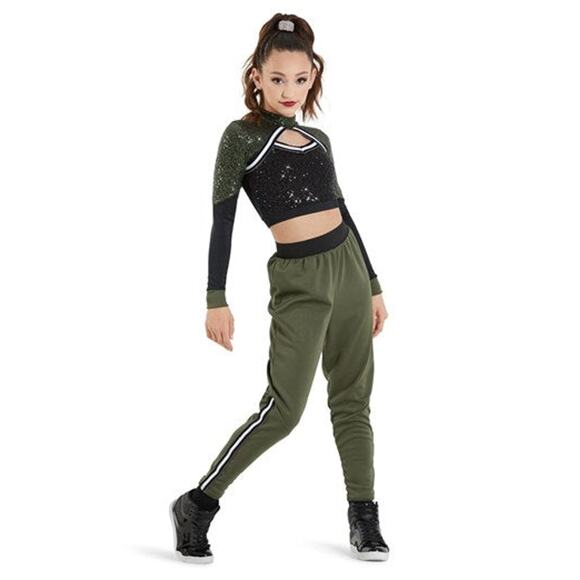 Pre-Owned Costume Weissman 11907 Medium Adult Green Hip Hop Clogging Sequin - Picture 1 of 3